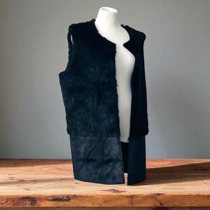 New! NEIMAN MARCUS BLACK FAUX FUR VEST SIZE XL
